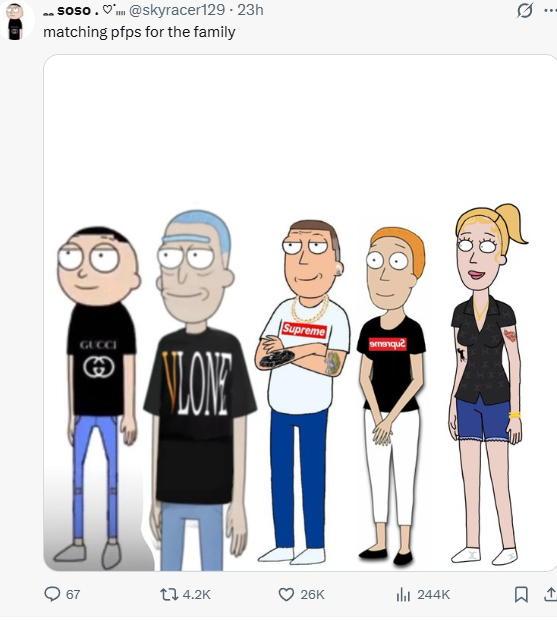 Matching profile pictures featuring the Gucci Morty character set