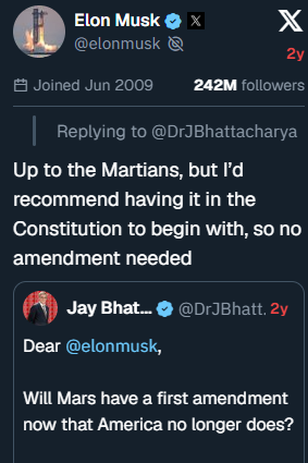 Earlier Musk reply about Martians