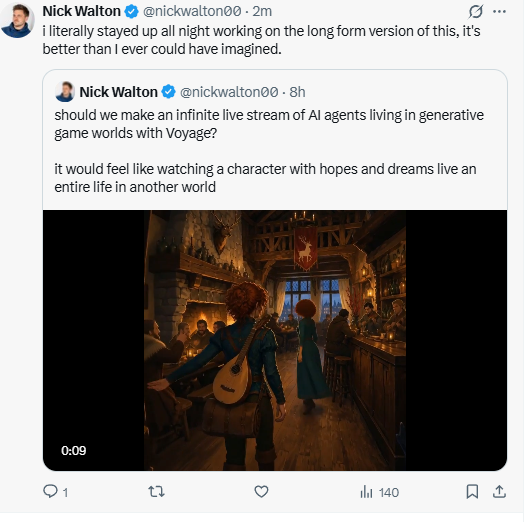Nick Walton's posts about the Infinite Voyage live stream