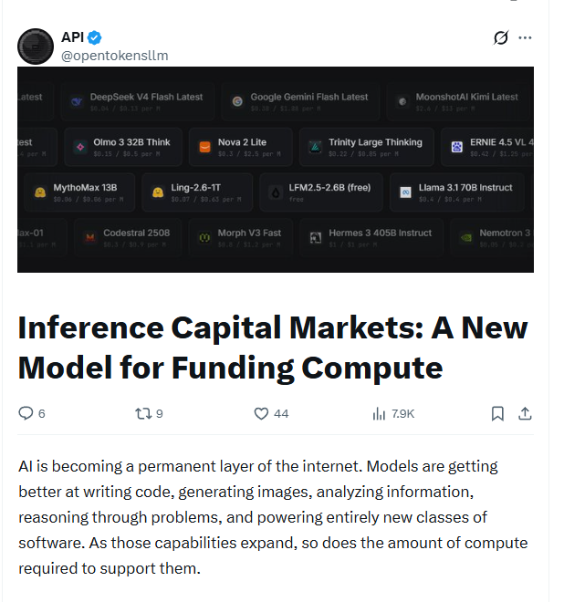 Community post titled Inference Capital Markets: A New Model for Funding Compute