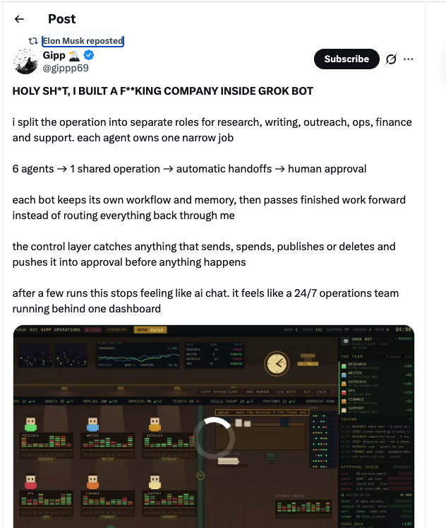 The reposted thread describing the agent operation