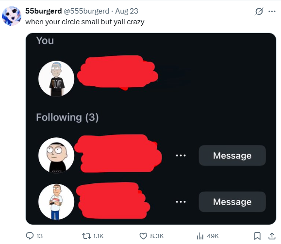 Accounts using Gucci Morty and companion characters as profile pictures