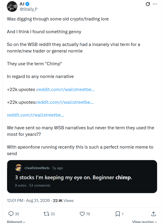 Origin post outlining the Wall Street Bets terminology