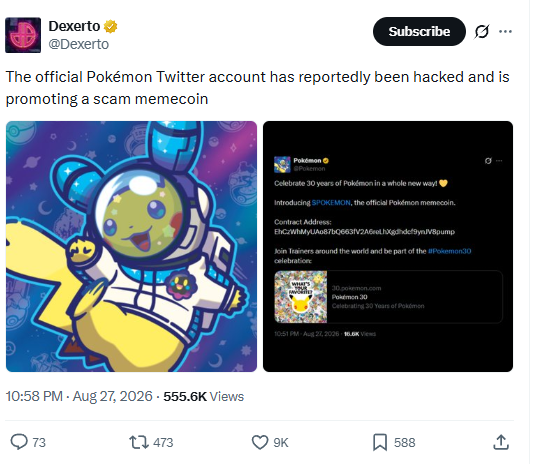 Coverage identifying the account as compromised